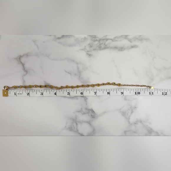 Yellow Evil Eye Beaded Anklet Bracelet Gold Accent Bracelet - Picture 10 of 11